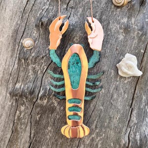 LOBSTER Copper Verdigris Christmas Ornament - Handcrafted in The Copper State (Arizona USA) Dos Damas Designs