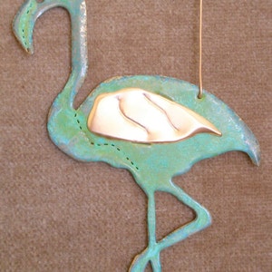 FLAMINGO Copper Verdigris Ornament Handcrafted in The Copper State Arizona USA image 3
