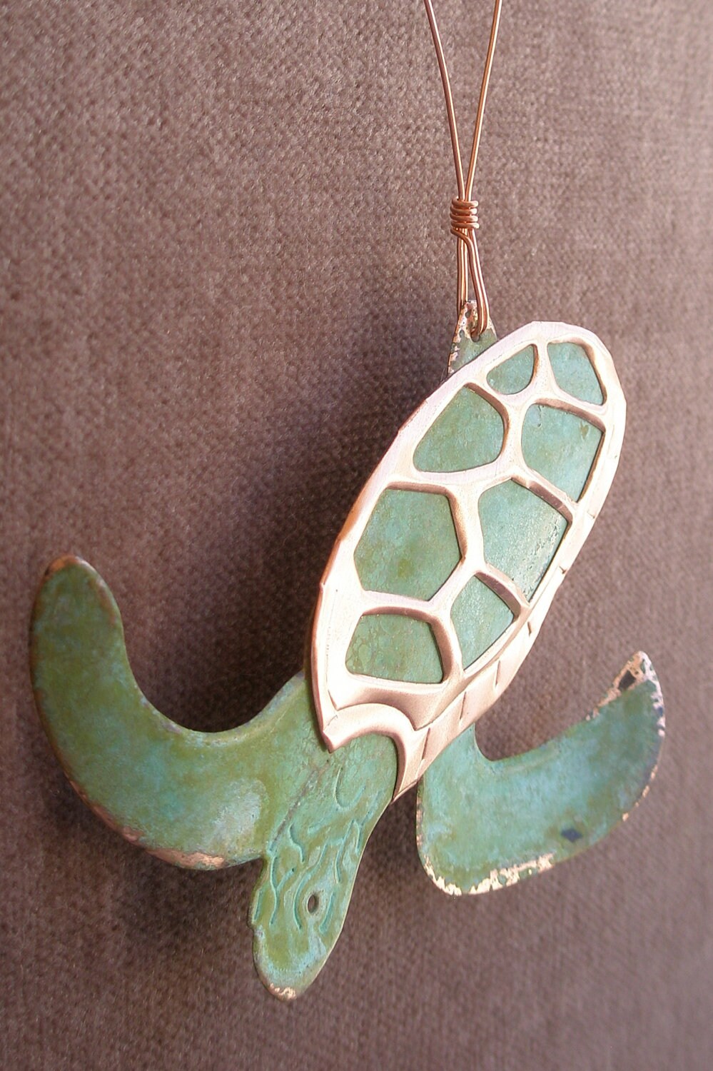 SEA TURTLE Copper Verdigris Ornament Handcrafted in the - Etsy