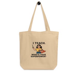Sac fourre-tout pour enseignante pour femme - Cadeau de remerciement - Merci de fin d'année - Sac en coton pour enseignante d'âge préscolaire ou de maternelle