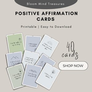 40 Cartões de Afirmação Positiva para Autocuidado | Cartões de Afirmação Inspiradores para Imprimir | Afirmações Diárias de Autocuidado para Empoderar uma Vida Boa