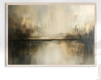 Stor abstrakt väggkonst i guld och svart: Modern texturerad målning