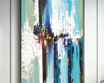Colorful Knife Abstract Painting: Textured Modern Canvas Art