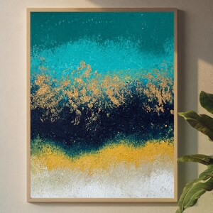 Abstrait plage Texture toile peinture été paysage marin 3D main peinture à l'huile originale océan art parfait vacances souvenirs maison moderne