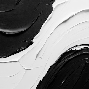 Large Black and White 3D Texture Abstract Painting
