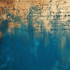 Abstrakte Malerei in Blaugrün & Gold: Ozean inspirierte Leinwand