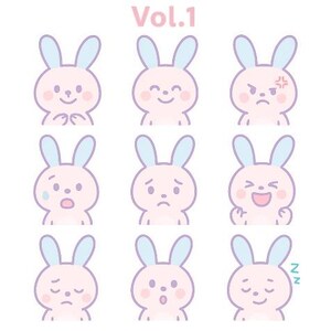 Cute Pastel Bunny Emotions Stickers | Kawaii Rabbit PNG Set Vol.3 | Transparent Background | Printable & Digital Use