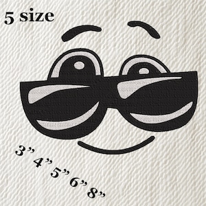 Cool Smiley Face Embroidery Design – Sunglasses Emoji Style – Digital Machine Embroidery File