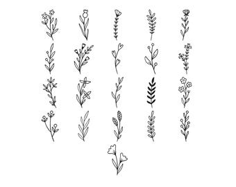 Wildflower Stem Line Art Machine Embroidery Design, Black Botanical Sprig Embroidery, Minimalist Embroidery, Instant Digital Download