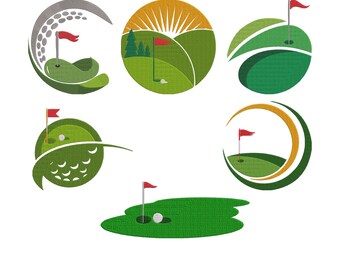 Archivos de bordado de golf, 6 diseños, 10 tamaños, bordado a máquina con temática de golf, patrones de puntadas de descarga instantánea