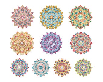 Mandala Embroidery Design Bundle, Flower Machine Embroidery File, 5 Size, Instant Download