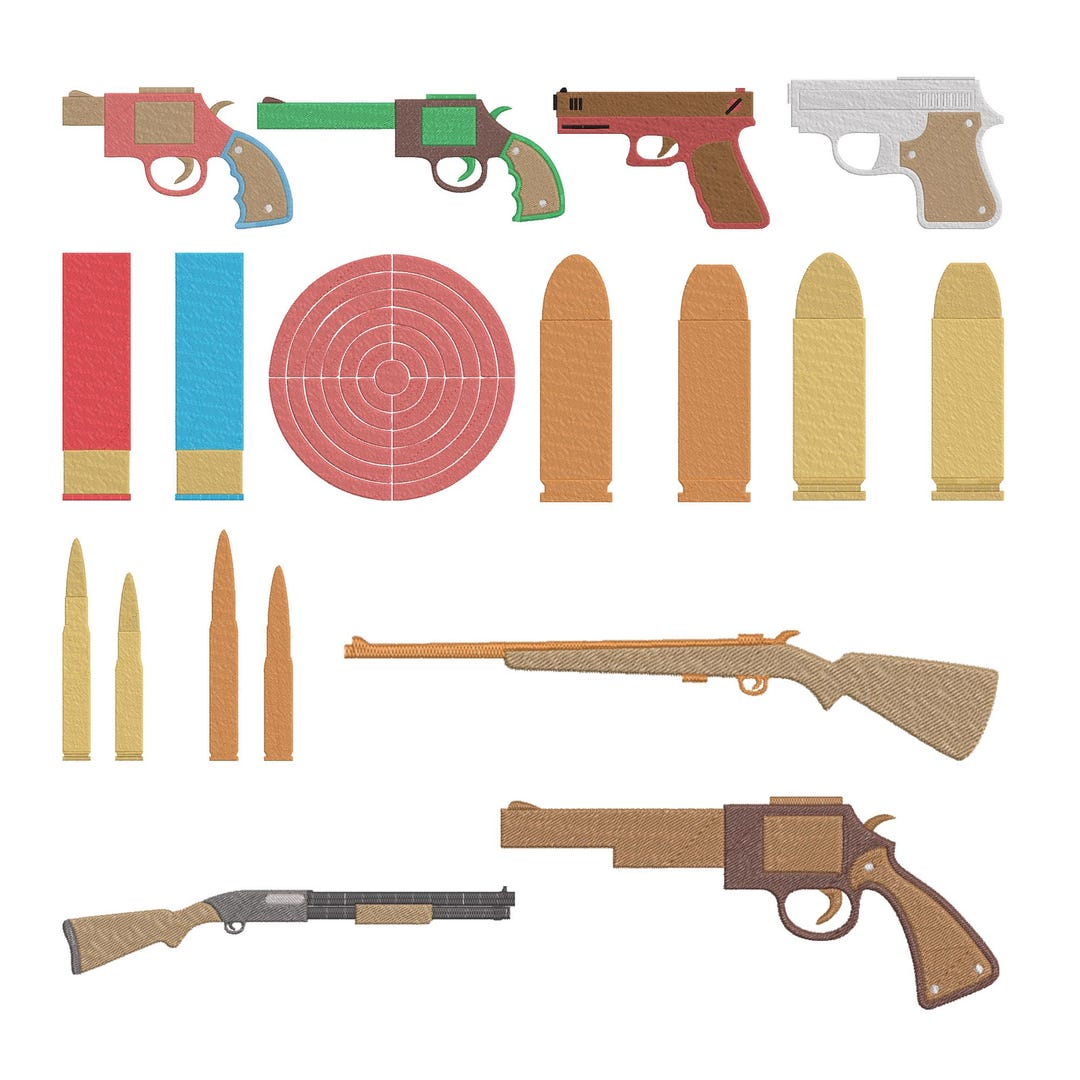 Embroidery Rifles Gun Weapon Embroidery Design Bundle, Rifle Bullet Machine Embroidery ...