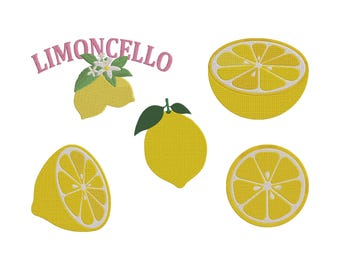 Limoncello Lemon Embroidery File , Citrus Blossom Machine Embroidery , 5 Design , 5 Sizes , Instant Download