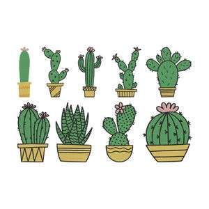 Cactus Machine Embroidery File , Cactus Machine Embroidery Design, 8 Design, 5 Sizes , Instant Download