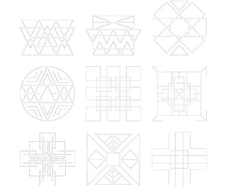 Geometric Quilt Blocks Machine Embroidery Design, Triangle Mandala Quilt Embroidery, Modern Continuous Embroidery, Instant Digital Download
