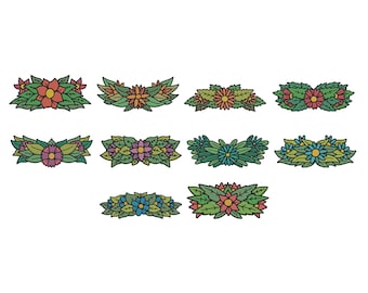 Paquete de diseños de bordado botánico de corona floral, archivo de bordado a máquina con marco circular de flores, descarga instantánea, 7 tamaños.