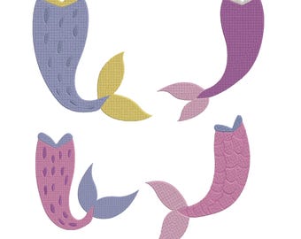 Archivos de bordado de cola de sirena, diseño de bordado a máquina de sirena, descarga instantánea