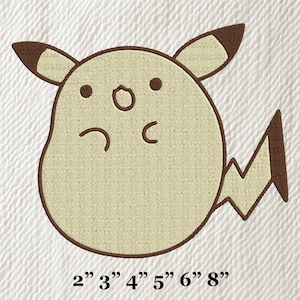 Chubby Pikachu Embroidery Design: Kawaii Cartoon (Digital Download)