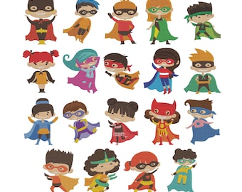 Little Superhero Kids Machine Embroidery Design, Hero Boy Girl Embroidery, Cartoon Masked Embroidery, Instant Digital Download
