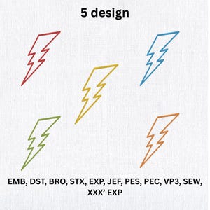 Lightning Bolt Embroidery Design Bundle Thunder Storm Flash Machine Embroidery Pattern Electric Symbol Embroidery Files Instant Download