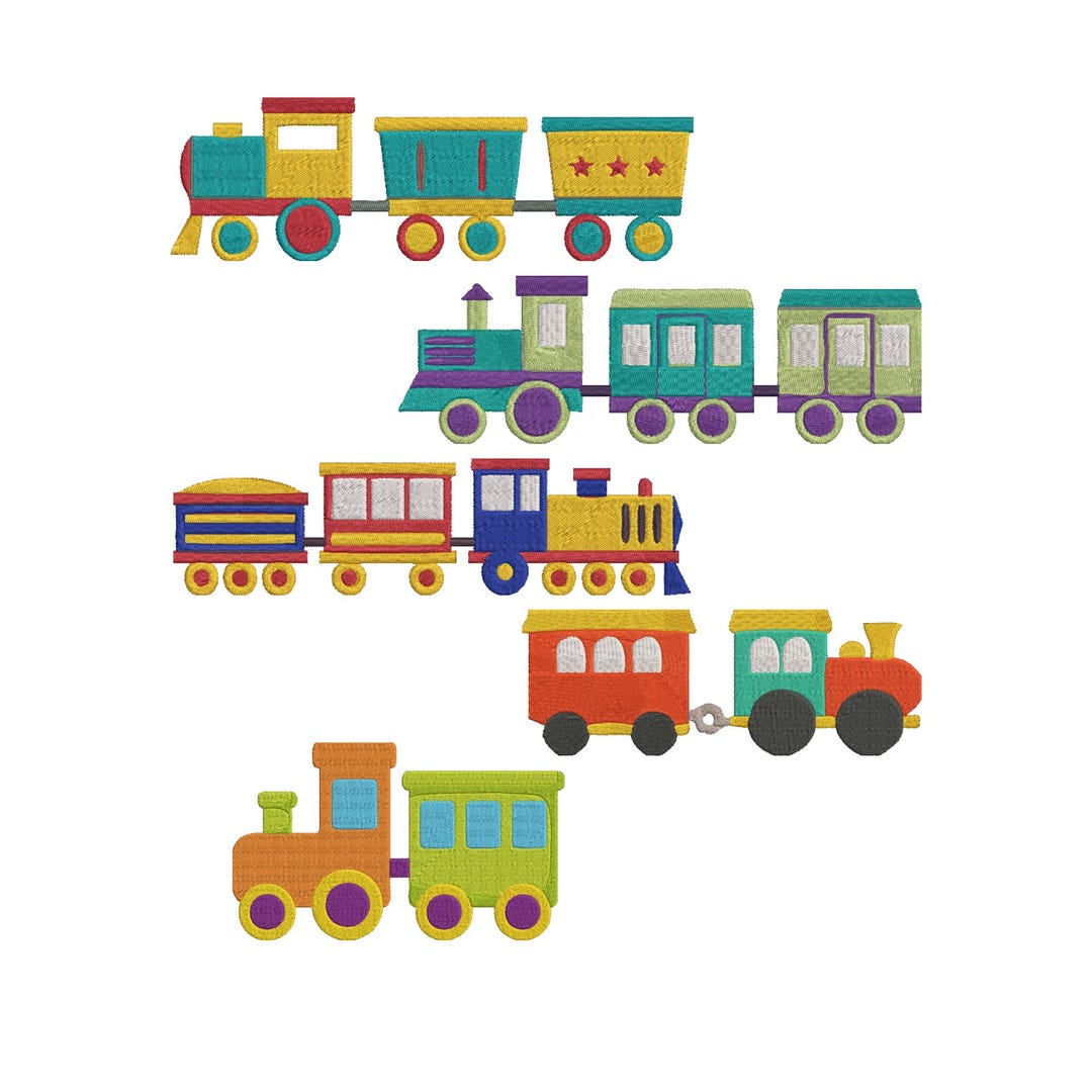 Cartoon Train Embroidery Files, Toy Train Design , Nine Sizes , Instant ...