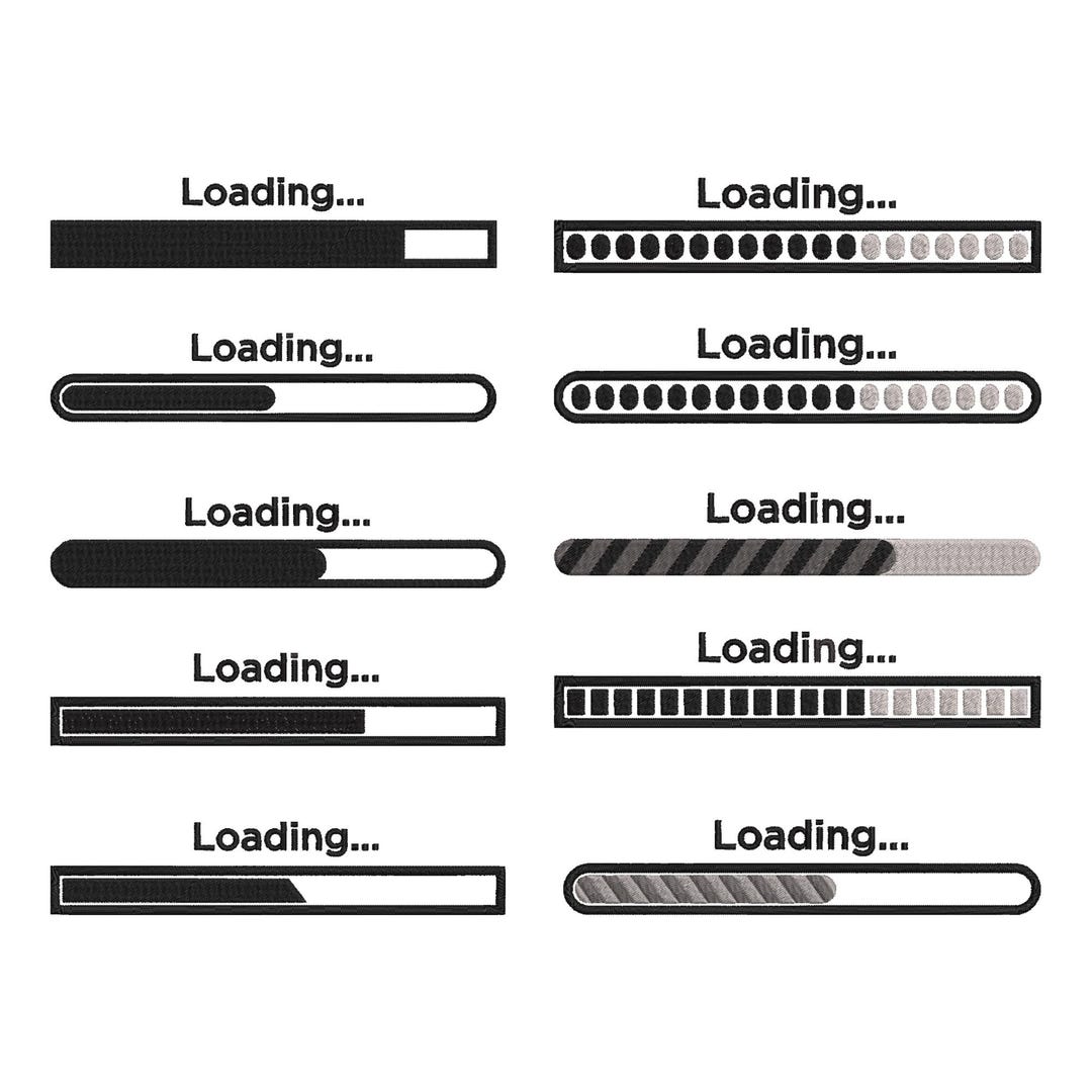 Loading Bar Embroidery Design, Loading Bar Machine Embroidery File, 10 ...