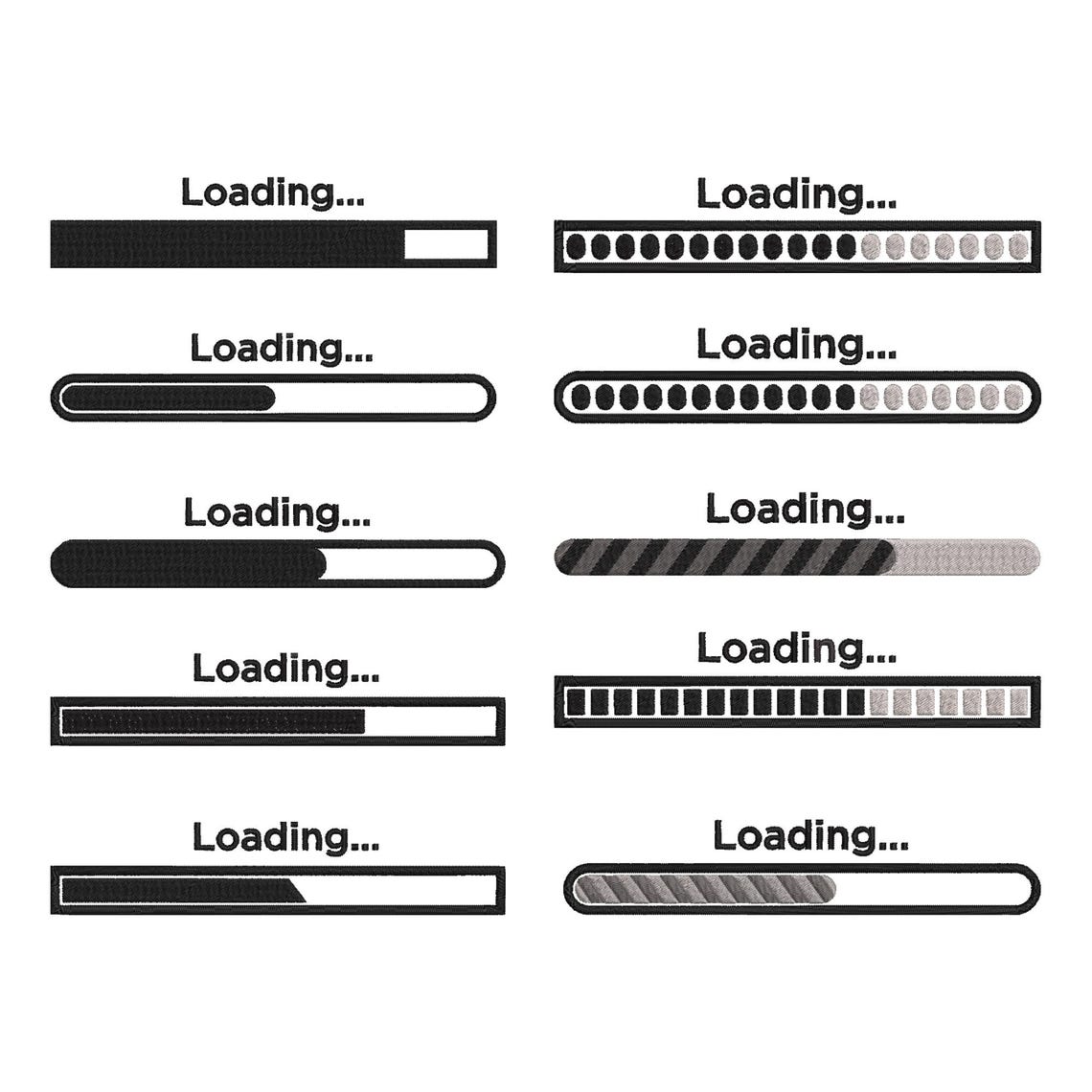 Loading Bar Embroidery Design, Loading Bar Machine Embroidery File, 10 ...