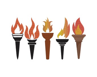Fire Embroidery Torch Design ,Instant Download  Five Sizes Machine Embroidery