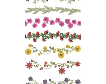 Diseño de bordado de bordes, archivo de bordado a máquina de bordes, 7 diseños, 9 tamaños, descarga instantánea