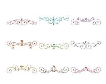 Floral Swirl Border Embroidery Design Bundle, Decorative Divider Machine Embroidery File, Instant Download, 7 Size