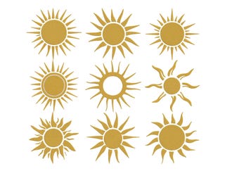 Paquete de diseños minimalistas de bordado de sol, archivo de bordado a máquina celestial, descarga instantánea, 9 tamaños.