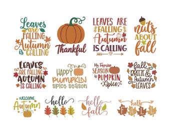 Fall Sayings Machine Embroidery Design, Autumn Quotes Typography, Thanksgiving Pumpkin Lettering, Thankful Fall, Instant Digital Download
