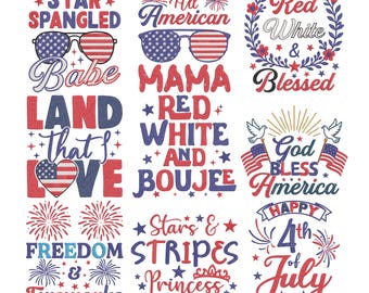Paquete de diseños de bordado para el 4.º Día de la Independencia de EE. UU., archivo de bordado a máquina patriótico estadounidense, descarga instantánea, 5 tamaños.