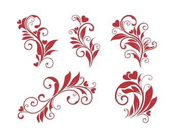 Diseño de bordado con borde de remolino, archivos de bordado de flores, descarga instantánea a máquina, bordado floral en seis tamaños