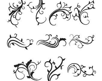 Floral Swirl Machine Embroidery Design, Elegant Scrollwork Embroidery, Corner Border Embroidery, Stitch Pattern, Instant Digital Download