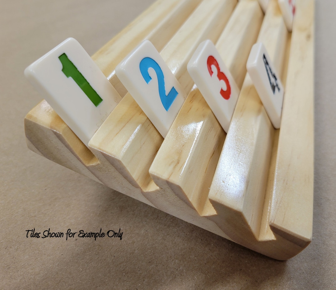 Rummikub Tile Holder, Set of 2, Four Slots, Pine, Satin Bag, Item 531-2 ...
