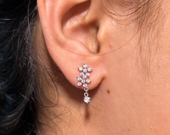 925 Sterling Silver Cubic Zirconia Flower Stud Earrings: Minimalist Jewelry For Girls