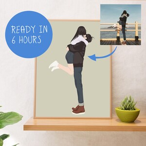 Custom Couple Portrait First Anniversary Gift Drawing From Your Photo