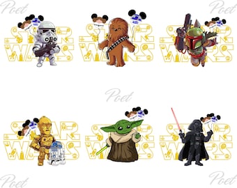 Star Wars Birthday PNG: Charaktere mit Luftballons (Digitaler Download)
