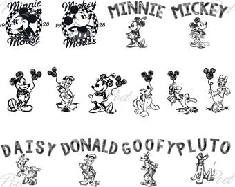Mickey and Minnie Mouse Friends PNG, Cartoon Clipart (Instant Download)