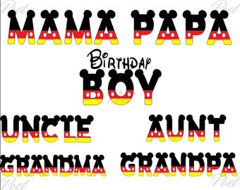 Mickey Mouse Birthday Family Name PNG: Customizable Design (Digital Download)