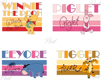 Winnie the Pooh PNG Clipart Bundle: Eeyore, Piglet, Tigger (Digital Download)