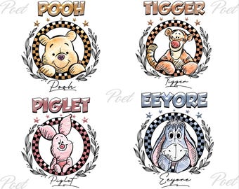 Winnie the Pooh Friends PNG: Eeyore, Piglet, Tigger (Digital Download)