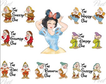 Snow White Clipart Bundle: Princess PNG, Shirt Cake Topper (Digital Download)