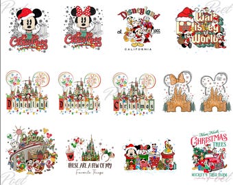 Mickey and Minnie Mouse Christmas PNG Bundle: Disneyworld Clipart (Instant Download)