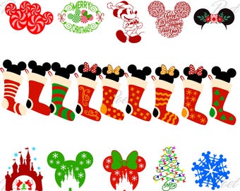 Mickey and Minnie Mouse Christmas PNG SVG: Digital Art (Digital Download)