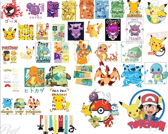 Pokemon Clipart Bundle, Sublimation PNG (Digital Download)