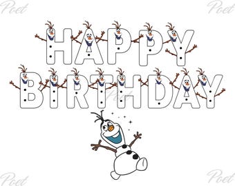 Personalized Olaf Birthday PNG: Custom Name Digital Download