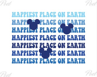 Happiest Place Mickey and Minnie Mouse PNG SVG: Family Vacation Digital Download