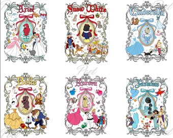 Princess Movie Clip Art Collection: Cartoon PNG Clipart (Digital Download